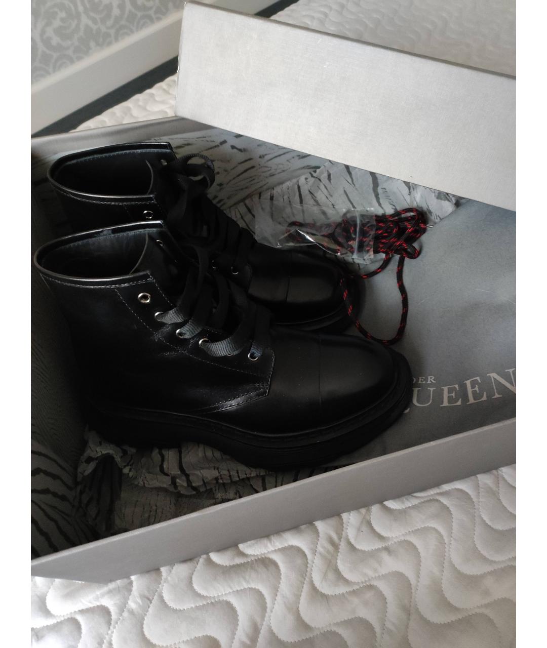 ALEXANDER MCQUEEN Черные кожаные высокие ботинки, фото 5