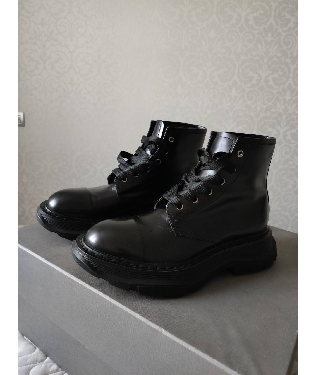 ALEXANDER MCQUEEN Черные кожаные высокие ботинки, фото 2