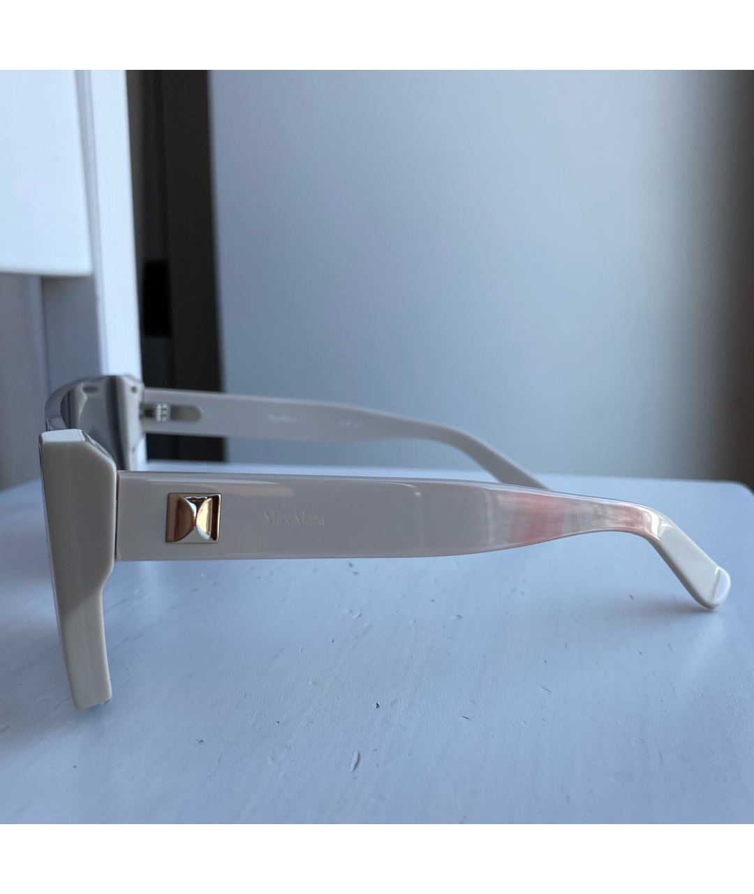 MAX MARA Белые пластиковые солнцезащитные очки, фото 5