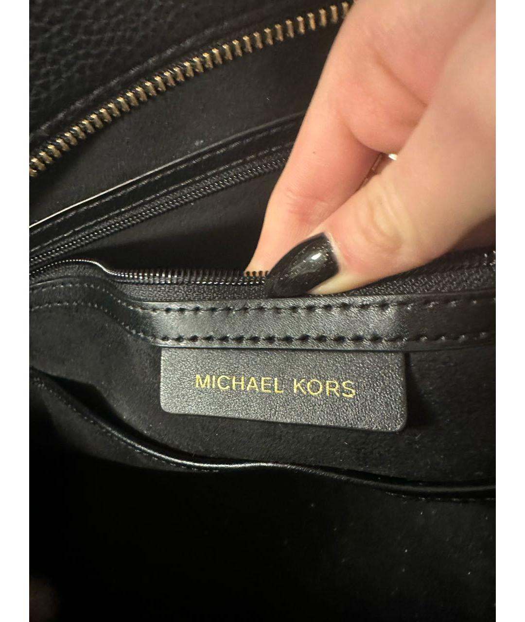 MICHAEL KORS Черная кожаная сумка тоут, фото 5