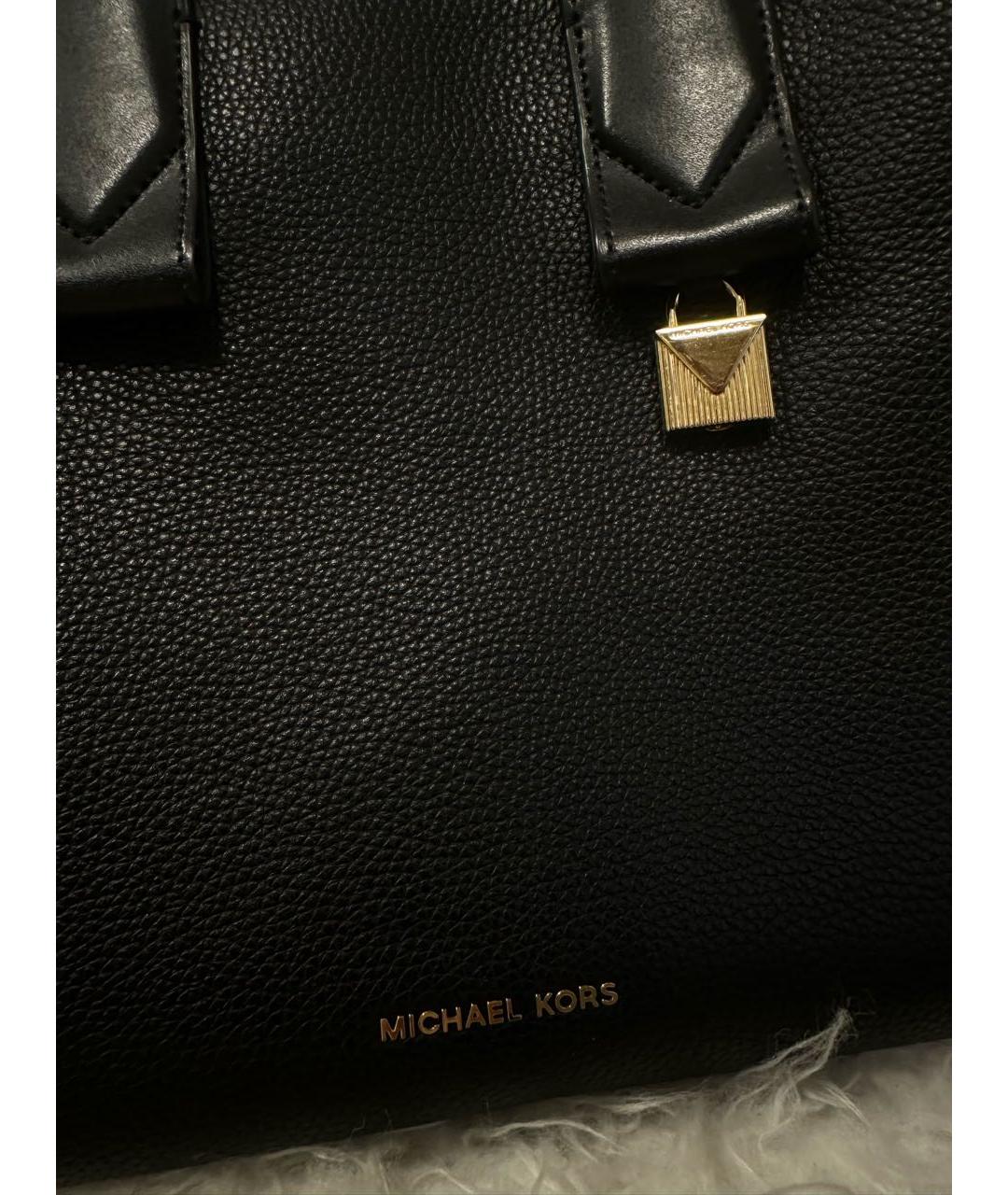 MICHAEL KORS Черная кожаная сумка тоут, фото 3