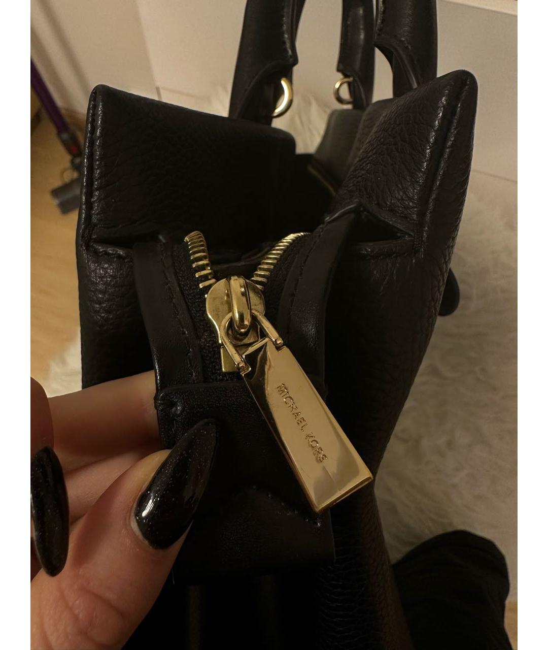 MICHAEL KORS Черная кожаная сумка тоут, фото 4