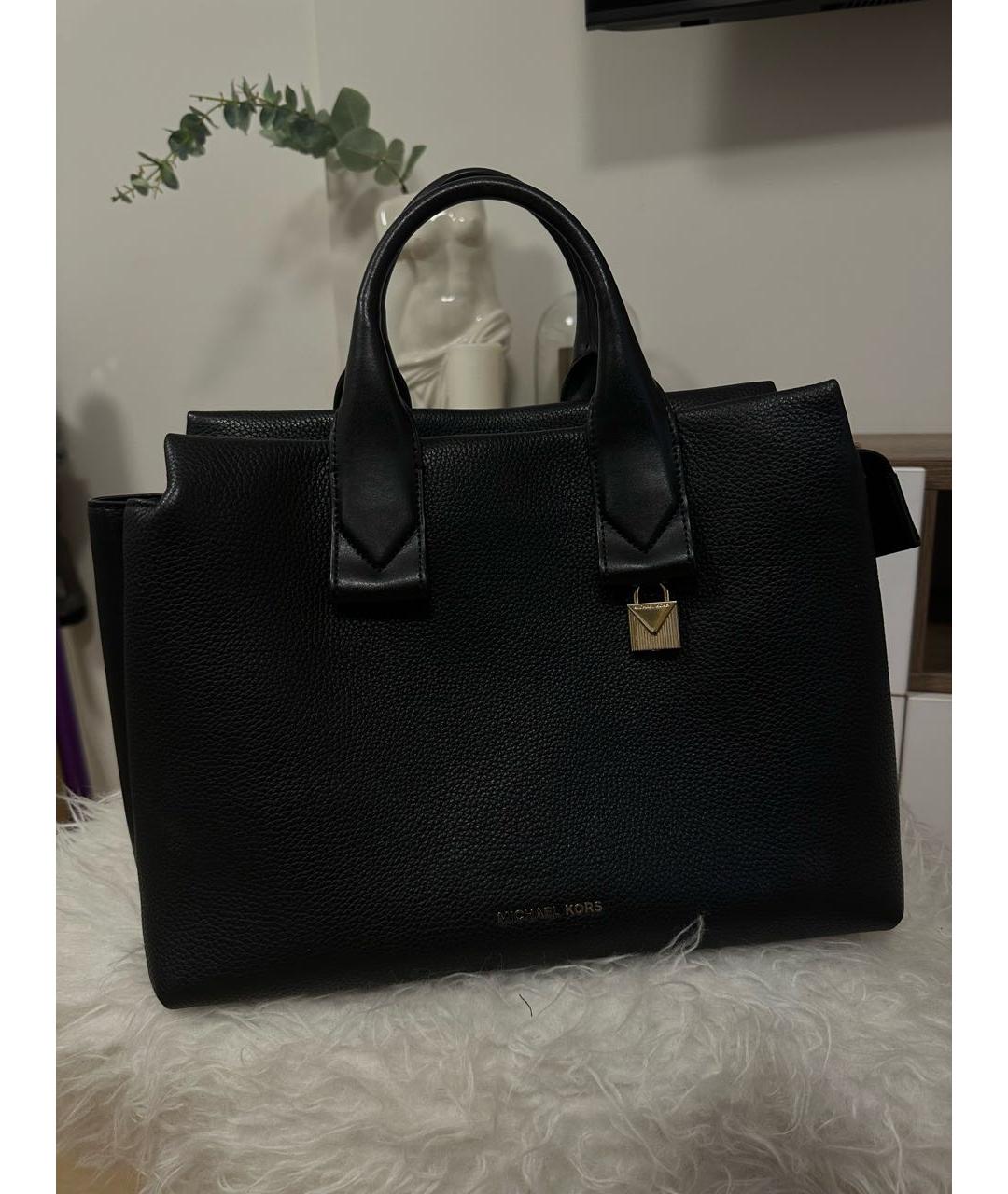 MICHAEL KORS Черная кожаная сумка тоут, фото 2