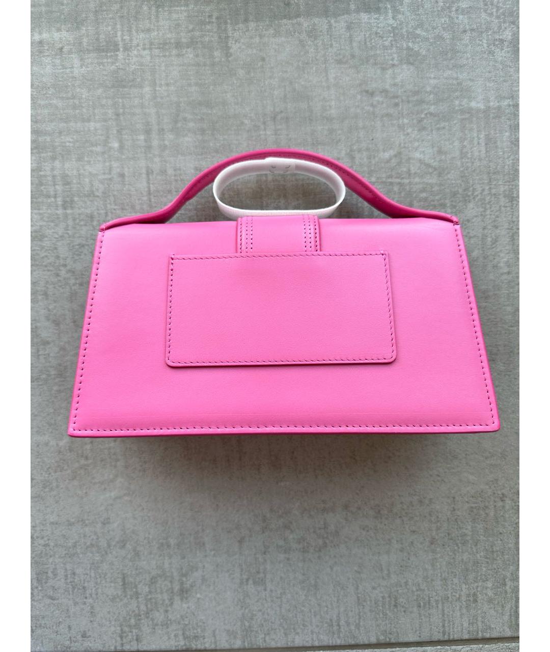 JACQUEMUS Розовая кожаная сумка с короткими ручками, фото 3