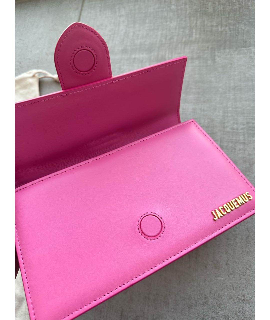 JACQUEMUS Розовая кожаная сумка с короткими ручками, фото 7