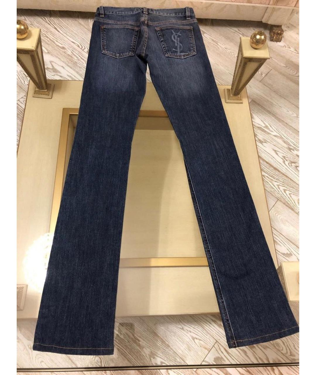 SAINT LAURENT Синие хлопковые прямые джинсы, фото 2