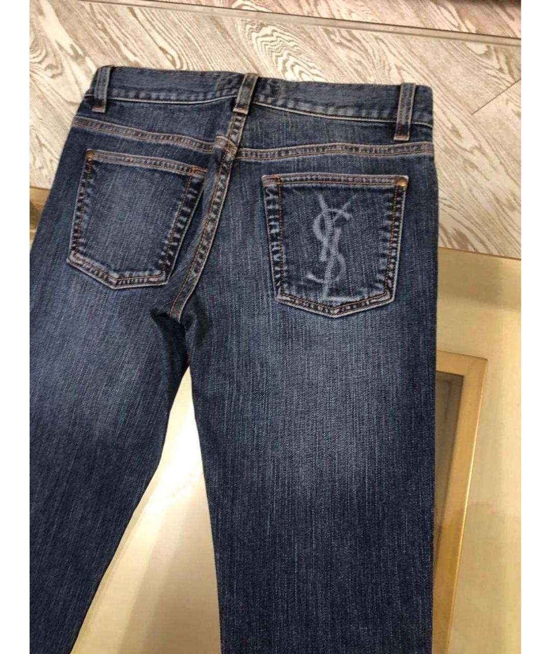 SAINT LAURENT Синие хлопковые прямые джинсы, фото 5