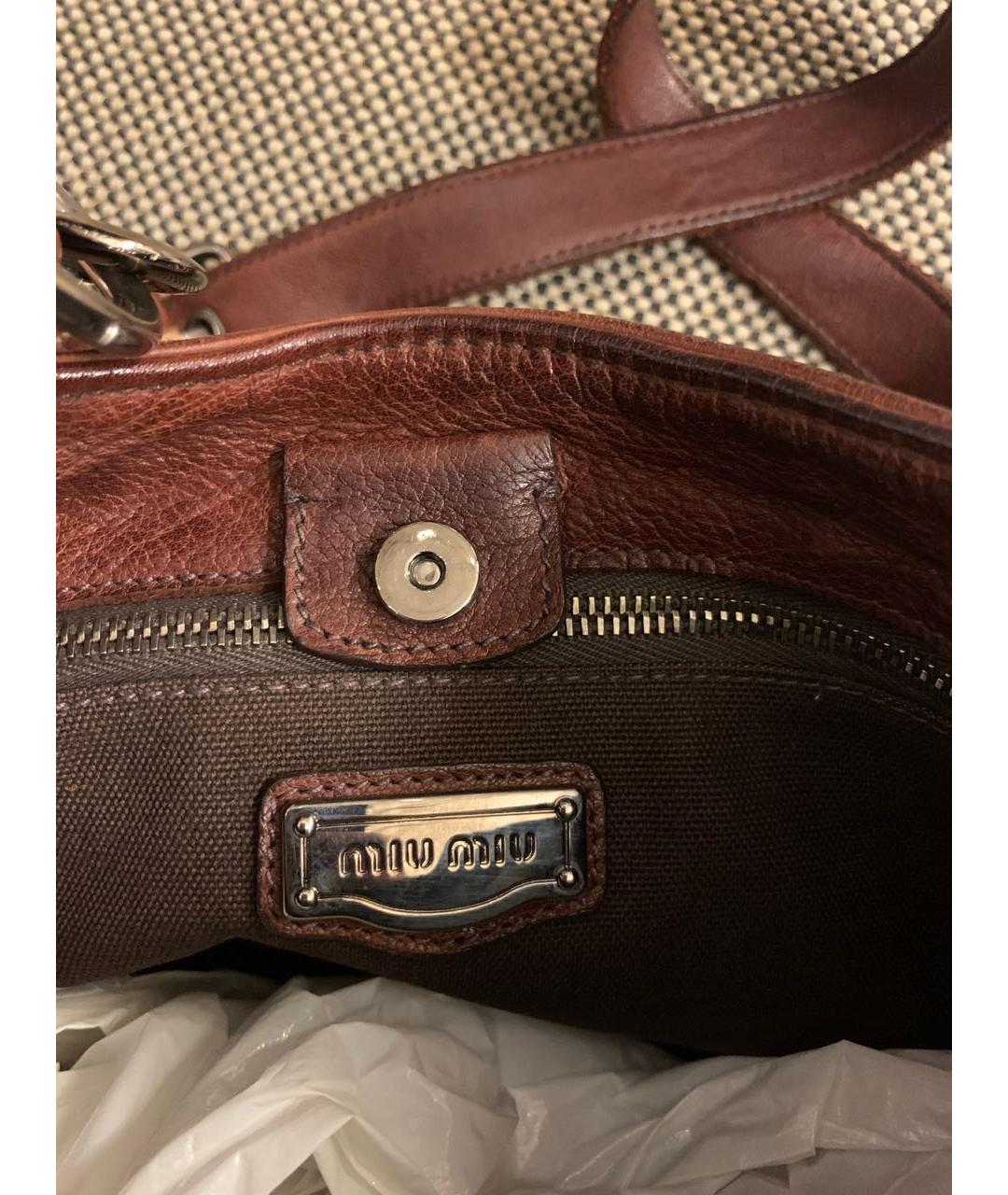 MIU MIU Коричневая кожаная сумка тоут, фото 3