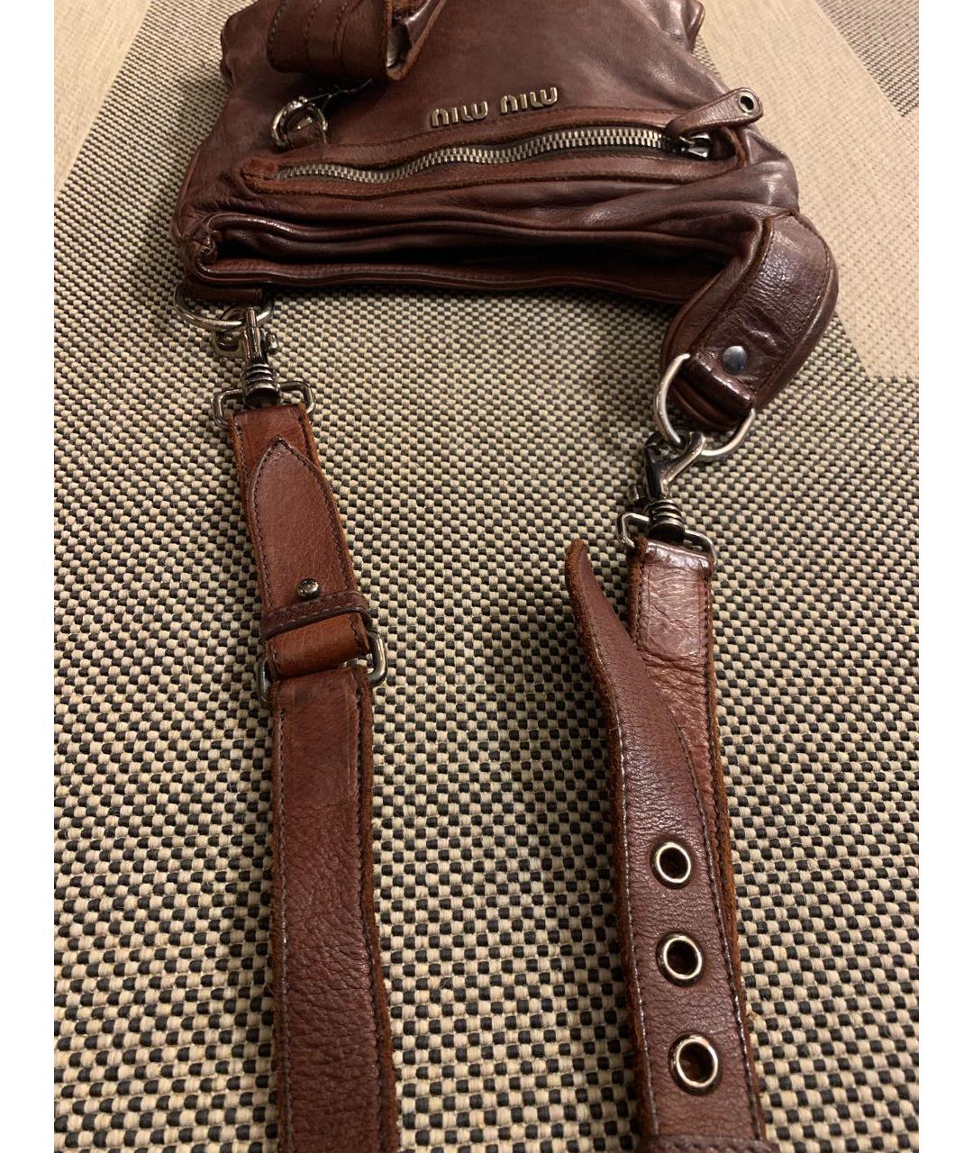 MIU MIU Коричневая кожаная сумка тоут, фото 8