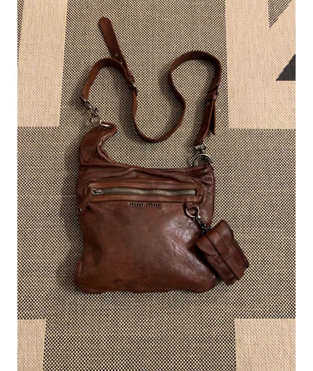 MIU MIU Коричневая кожаная сумка тоут, фото 9