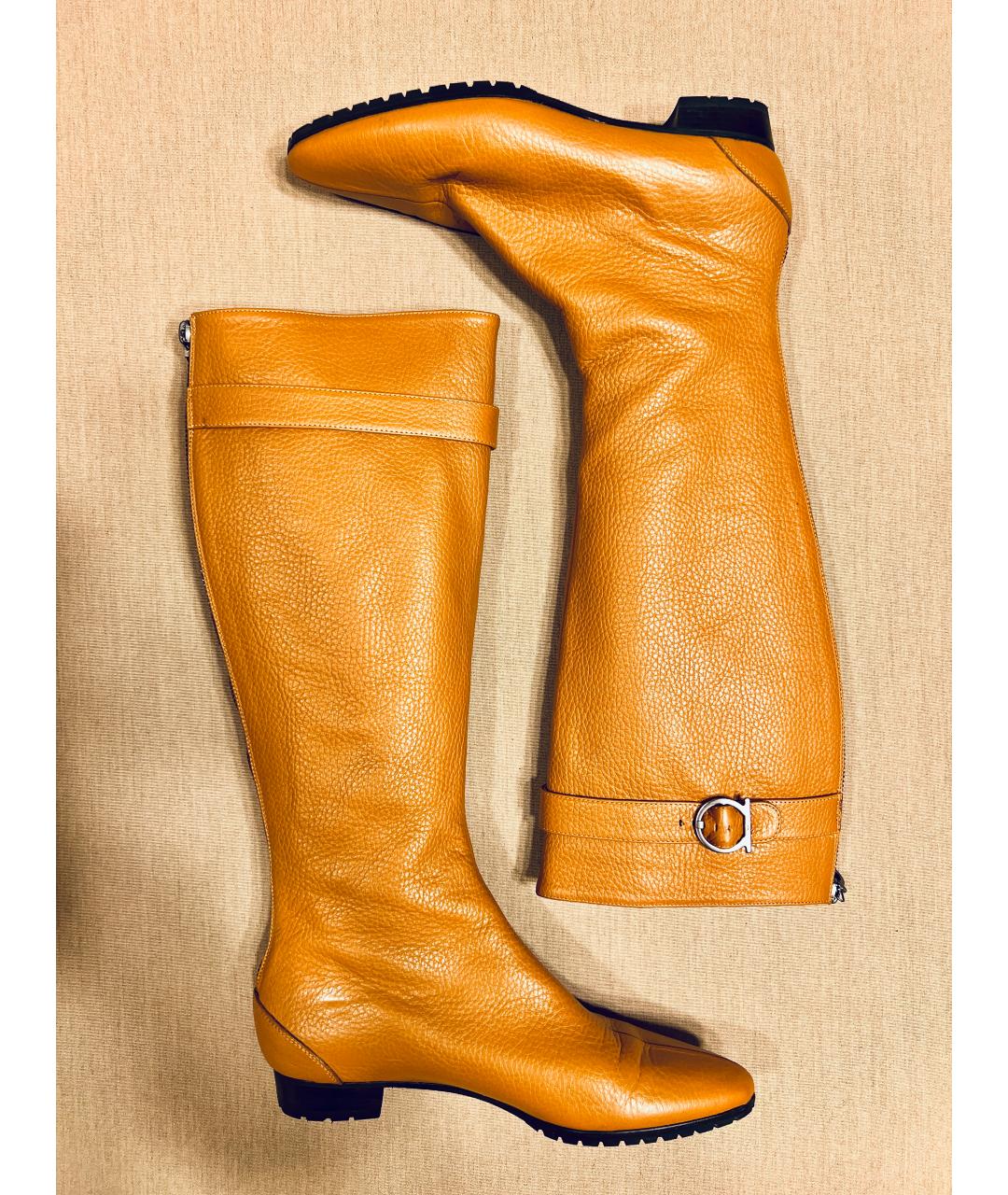 FERRAGAMO Коричневые кожаные сапоги, фото 10