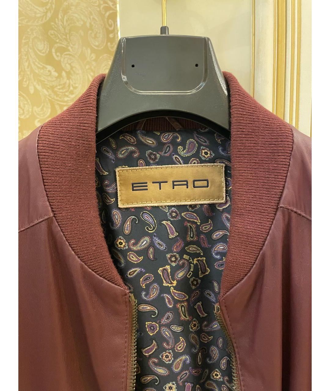 ETRO Бордовая кожаная куртка, фото 3