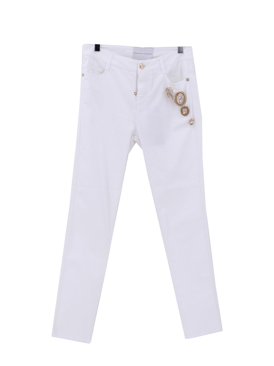 ERMANNO SCERVINO Белые хлопковые джинсы слим, фото 1