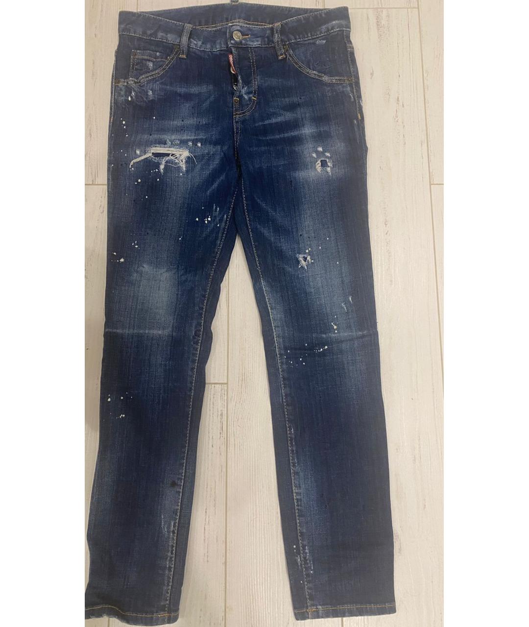 DSQUARED2 Синие хлопко-эластановые джинсы слим, фото 4