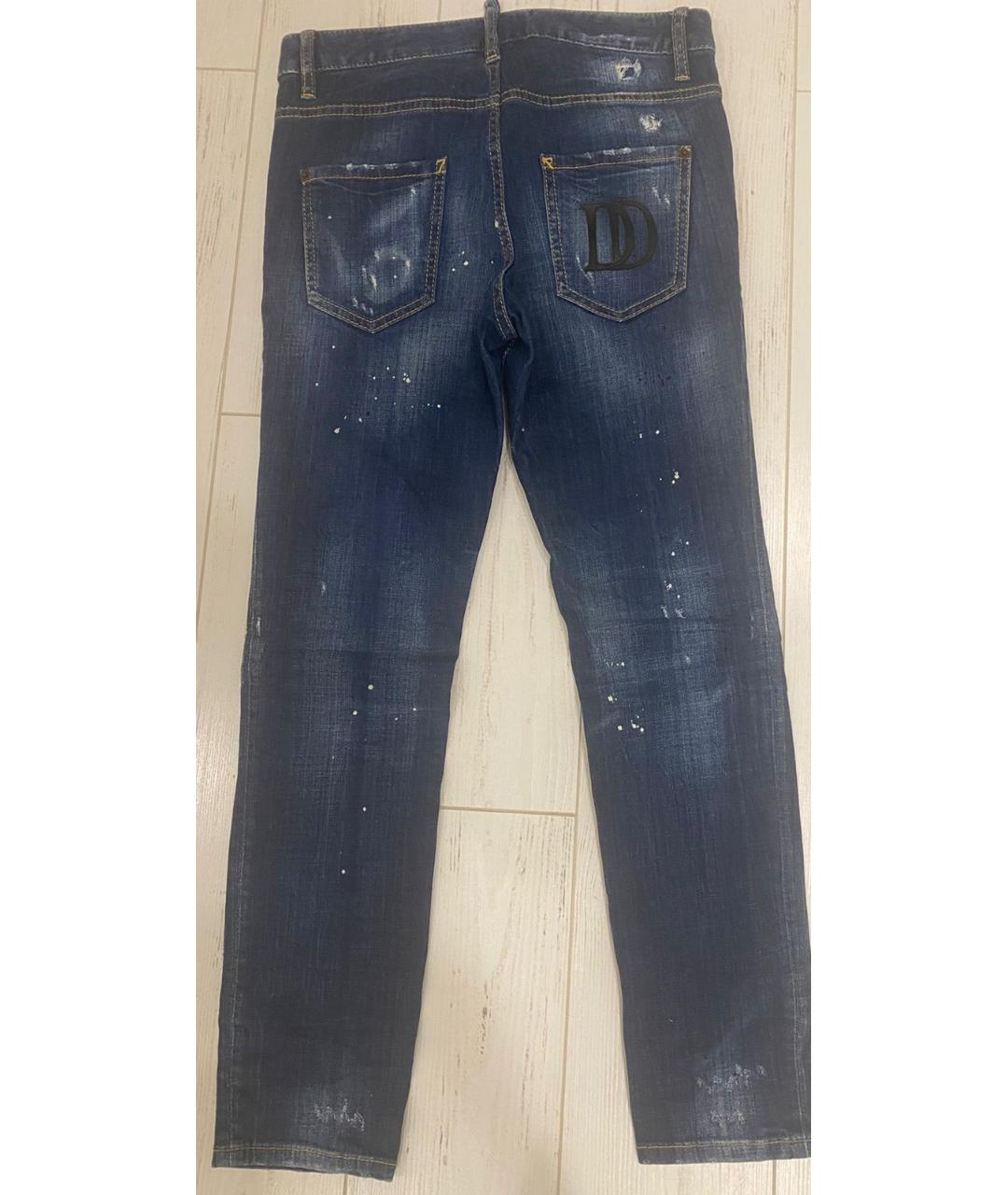 DSQUARED2 Синие хлопко-эластановые джинсы слим, фото 2