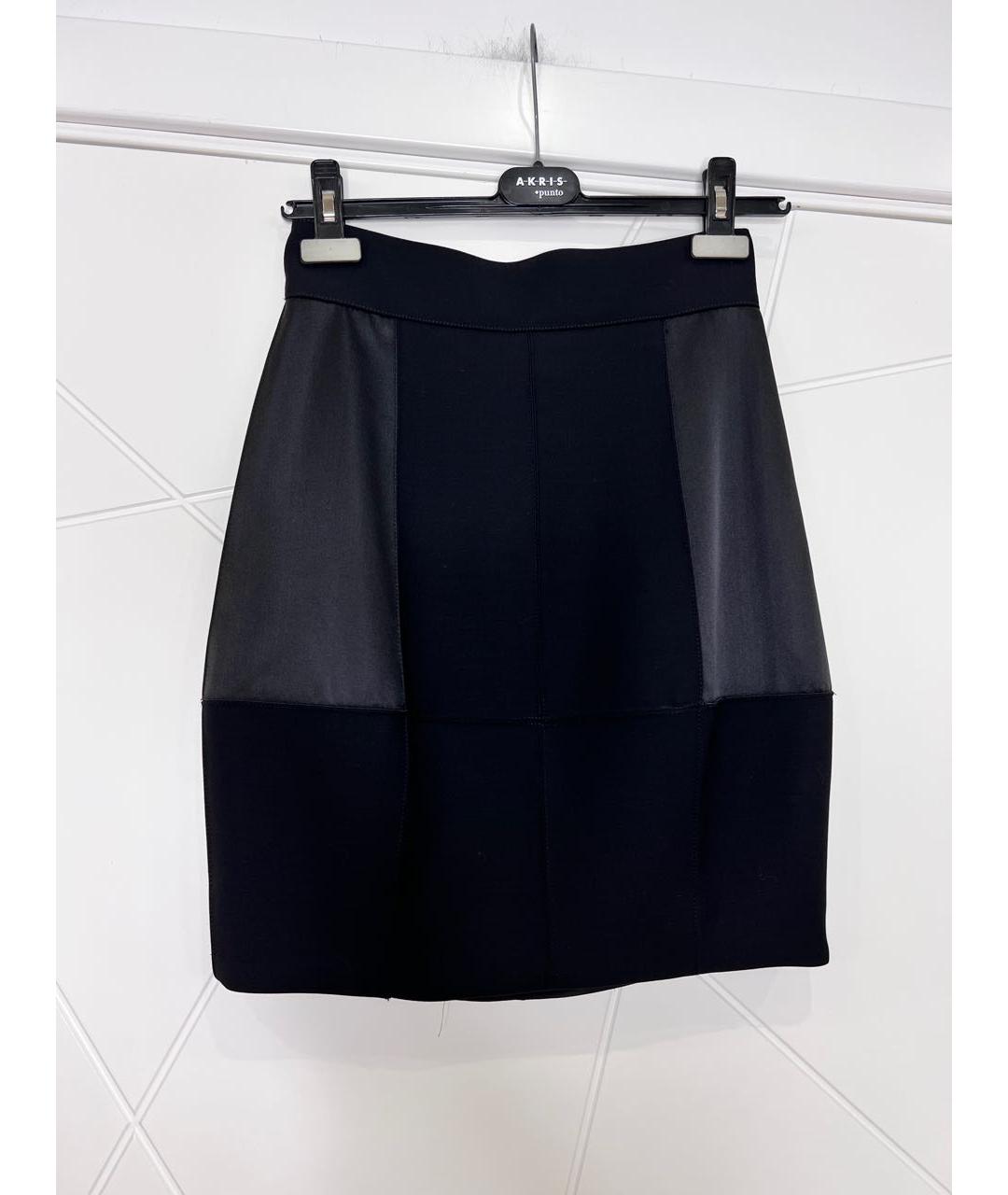 FENDI Черная шерстяная юбка мини, фото 2