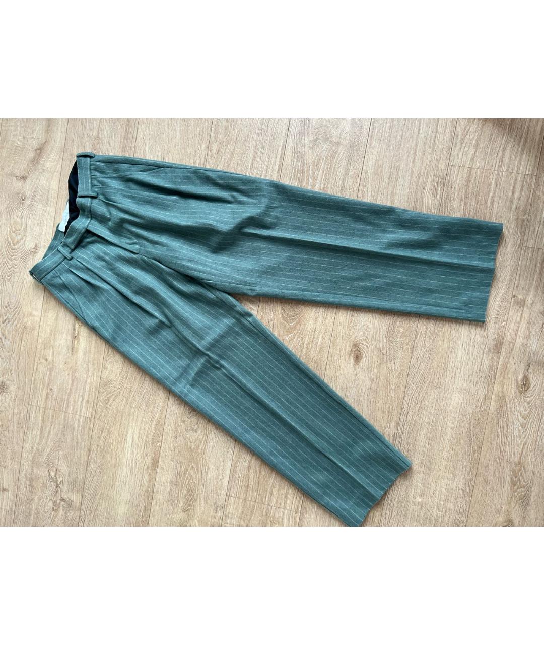 WALK OF SHAME Зеленые шерстяные прямые брюки, фото 4