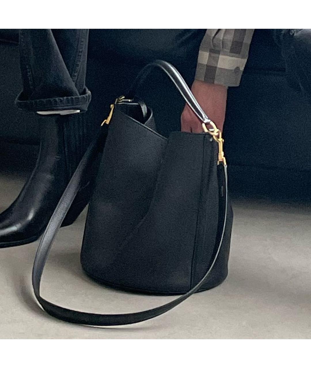CELINE Черная кожаная сумка с короткими ручками, фото 5