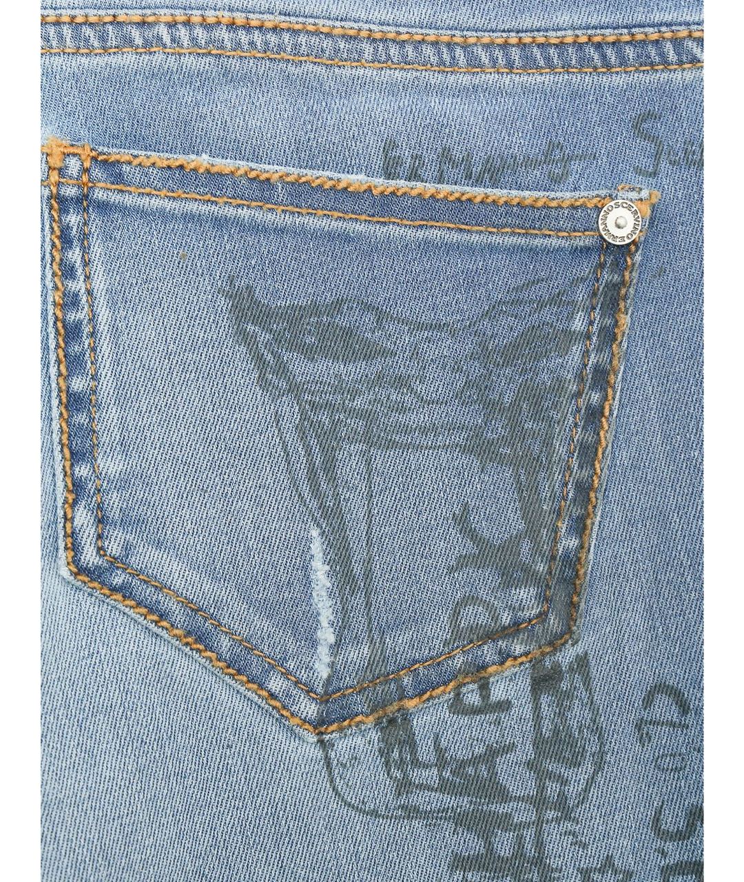 ERMANNO SCERVINO Голубые хлопко-эластановые джинсы слим, фото 7