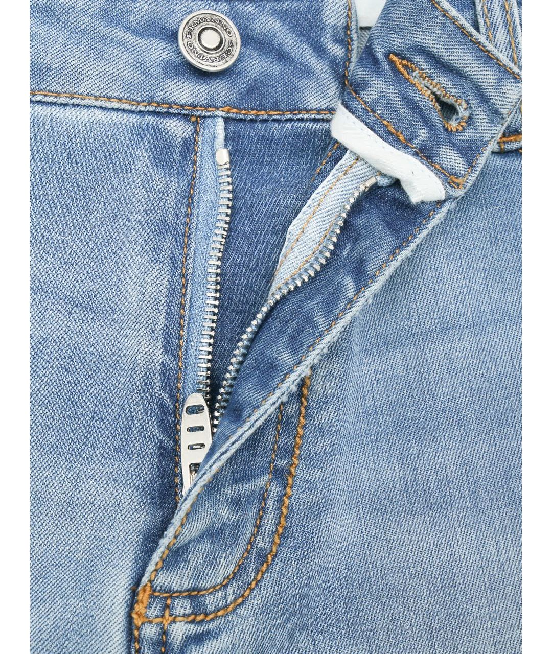 ERMANNO SCERVINO Голубые хлопко-эластановые джинсы слим, фото 6