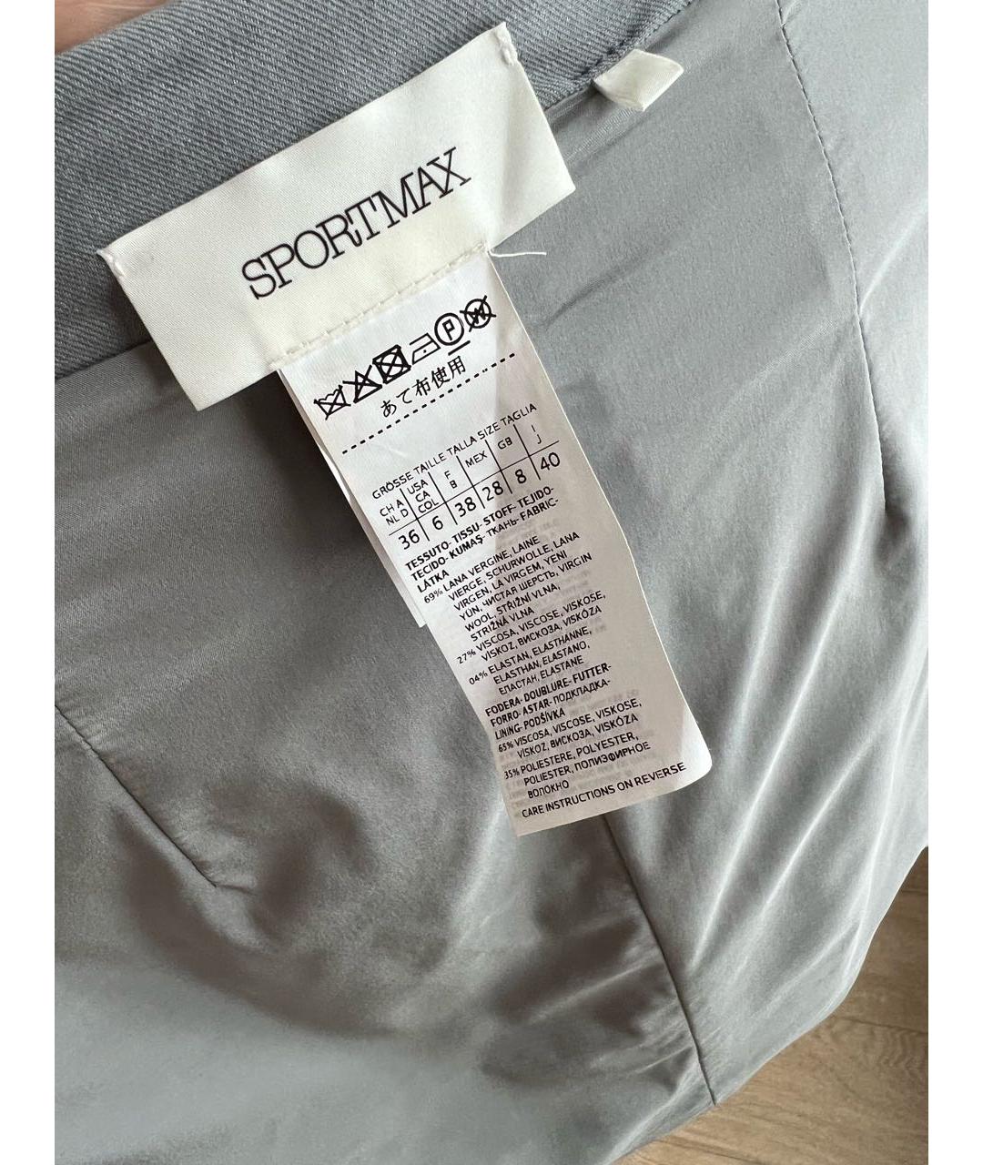 SPORTMAX Голубая шерстяная юбка мини, фото 7