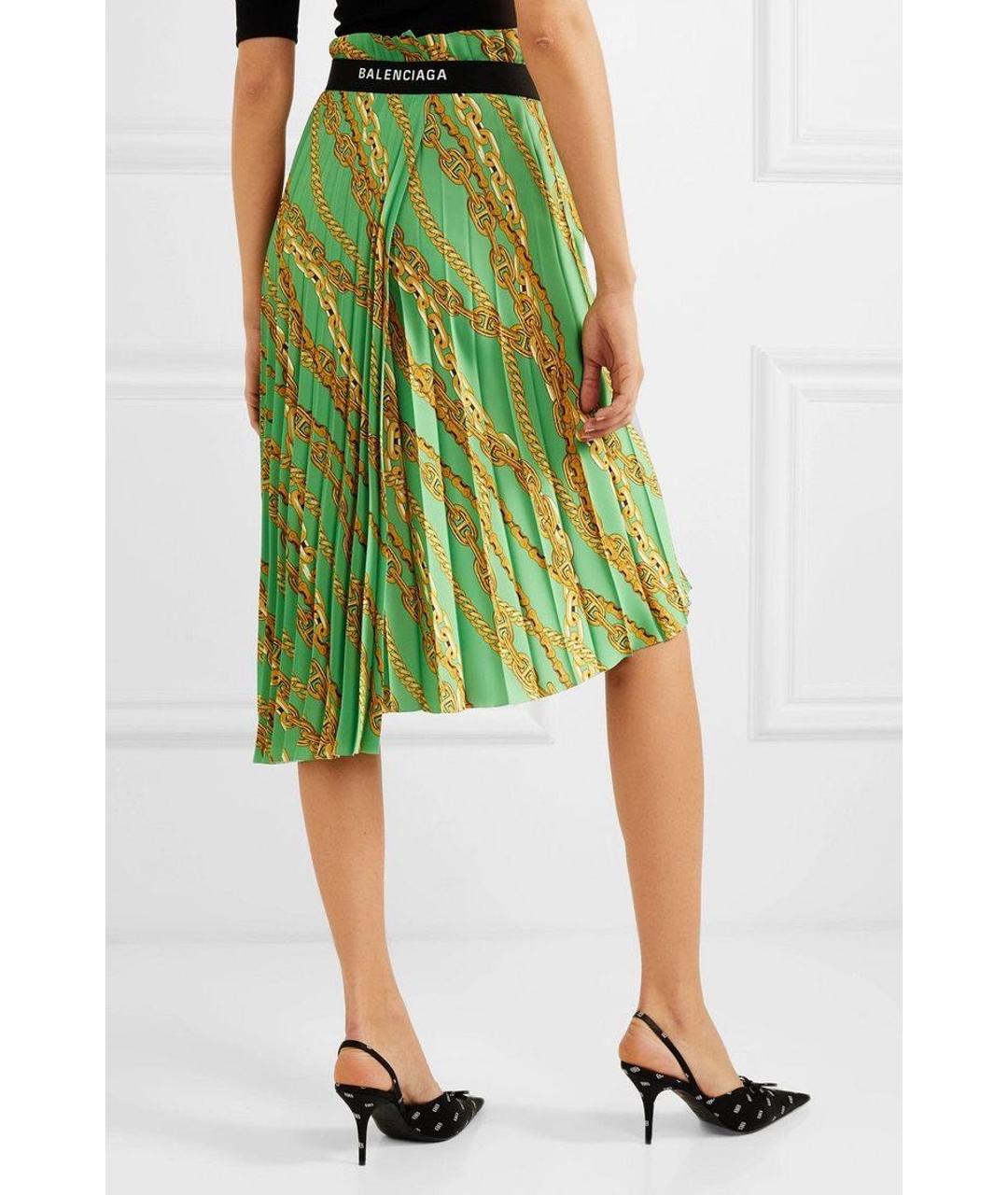 BALENCIAGA Зеленая полиэстеровая юбка миди, фото 3