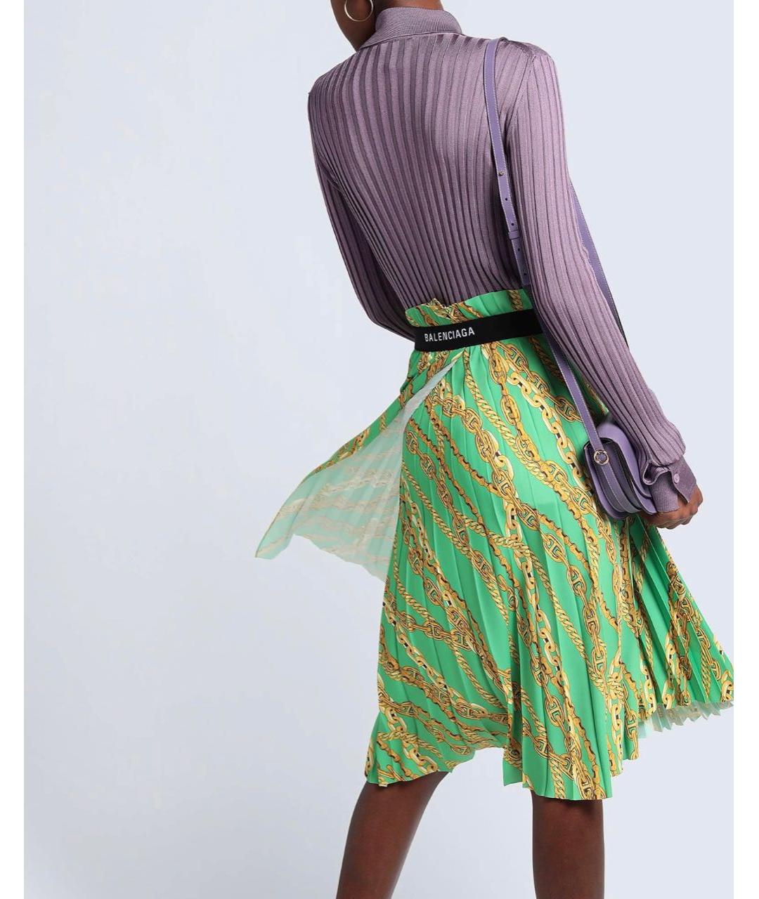 BALENCIAGA Зеленая полиэстеровая юбка миди, фото 8