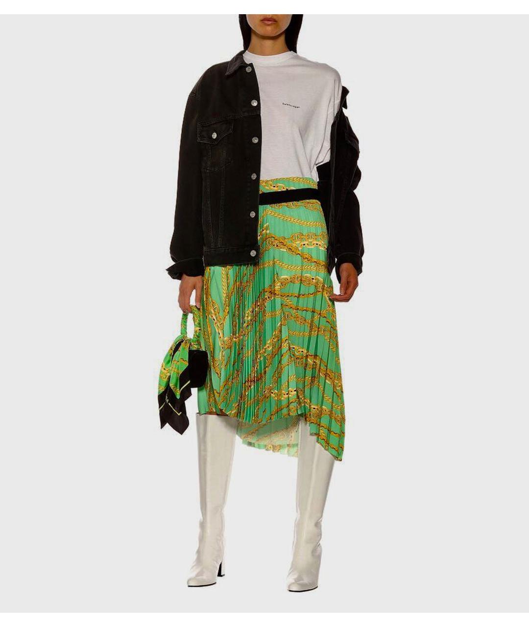 BALENCIAGA Зеленая полиэстеровая юбка миди, фото 2