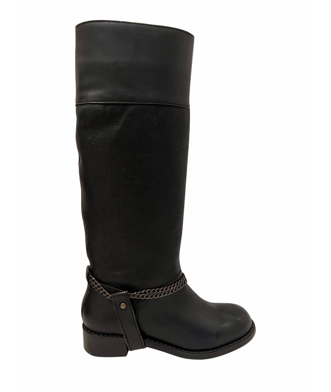 DKNY Черные кожаные сапоги, фото 1