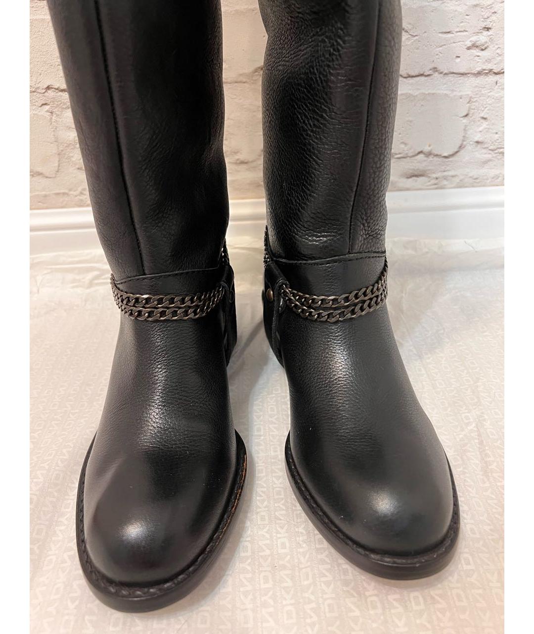 DKNY Черные кожаные сапоги, фото 3