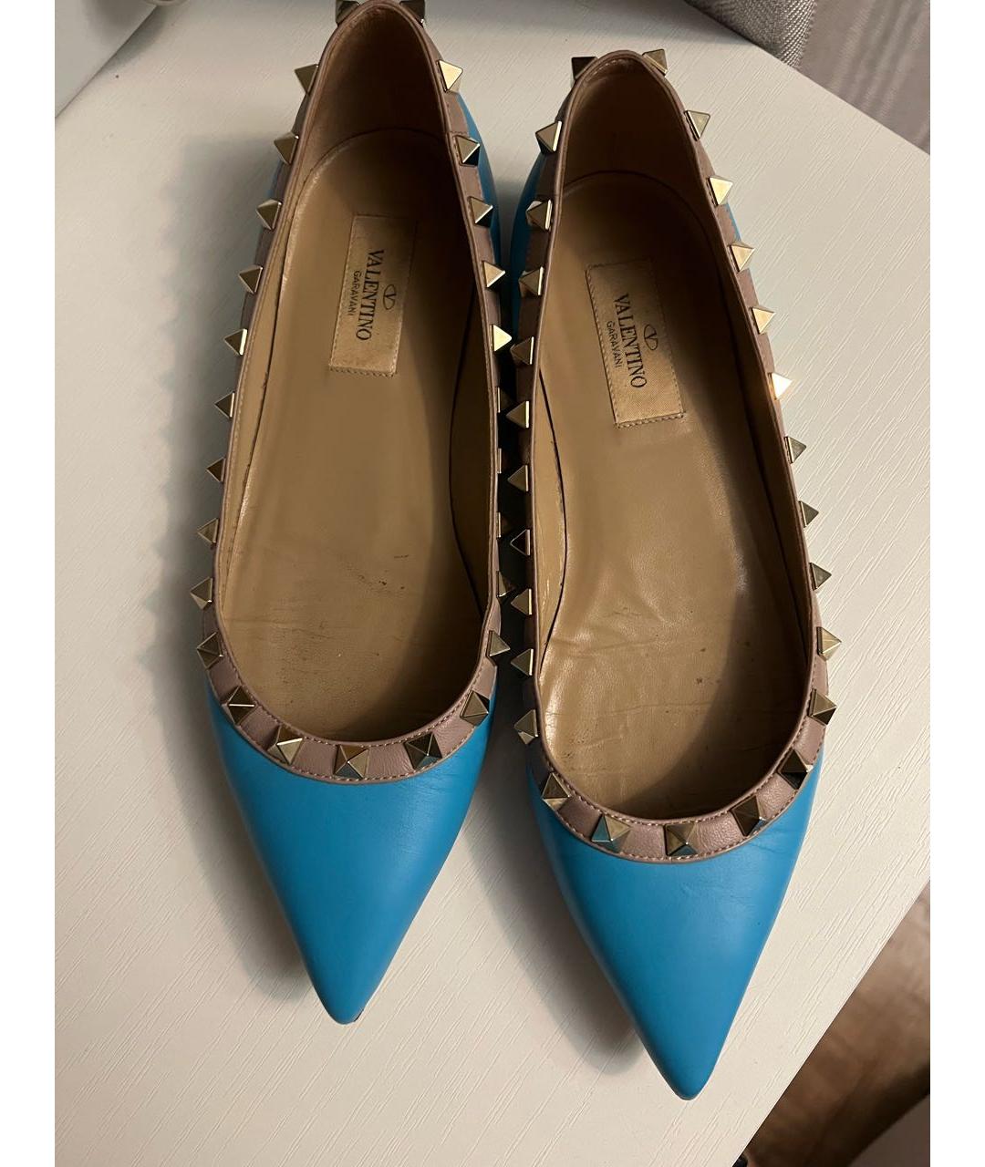 VALENTINO Голубые кожаные балетки, фото 4