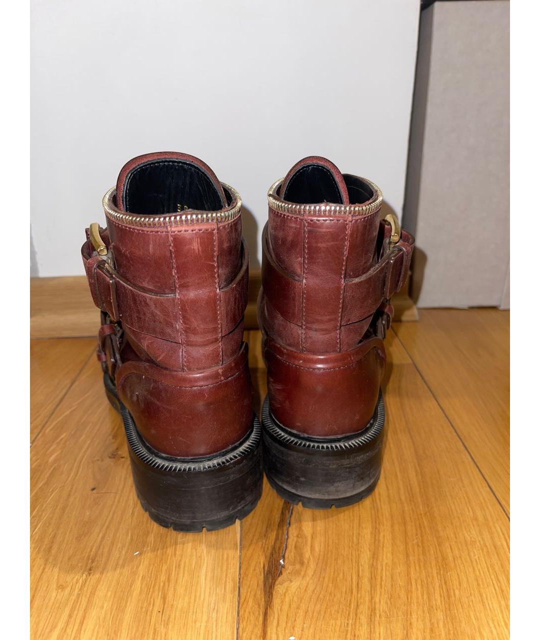 BALMAIN Бордовые кожаные ботинки, фото 4
