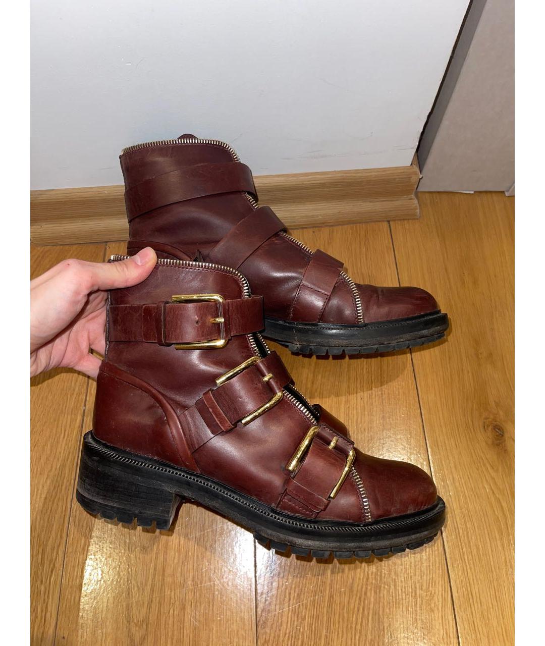 BALMAIN Бордовые кожаные ботинки, фото 5