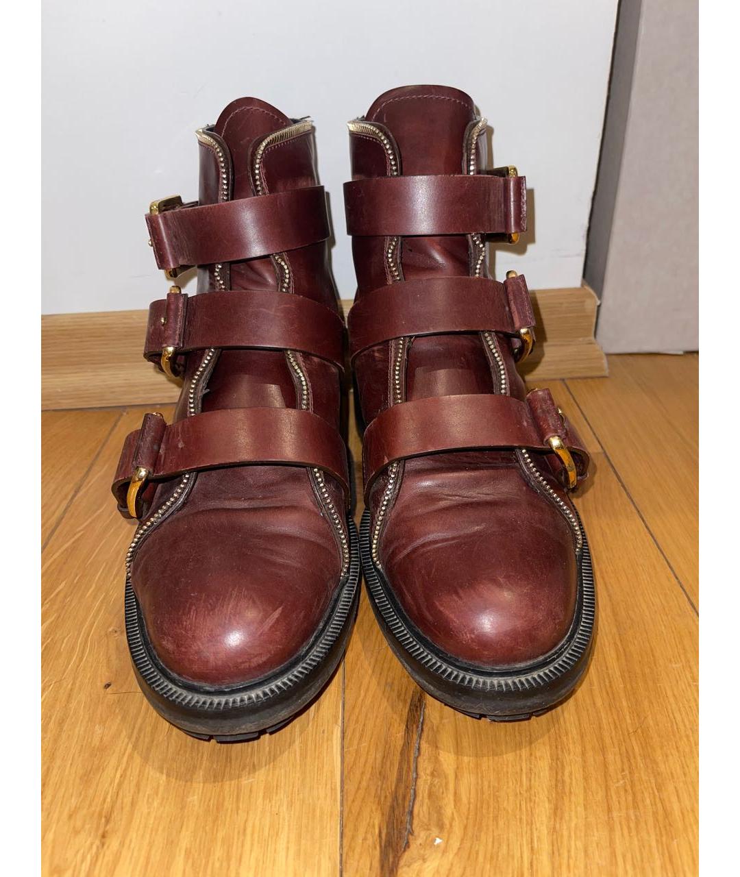 BALMAIN Бордовые кожаные ботинки, фото 2