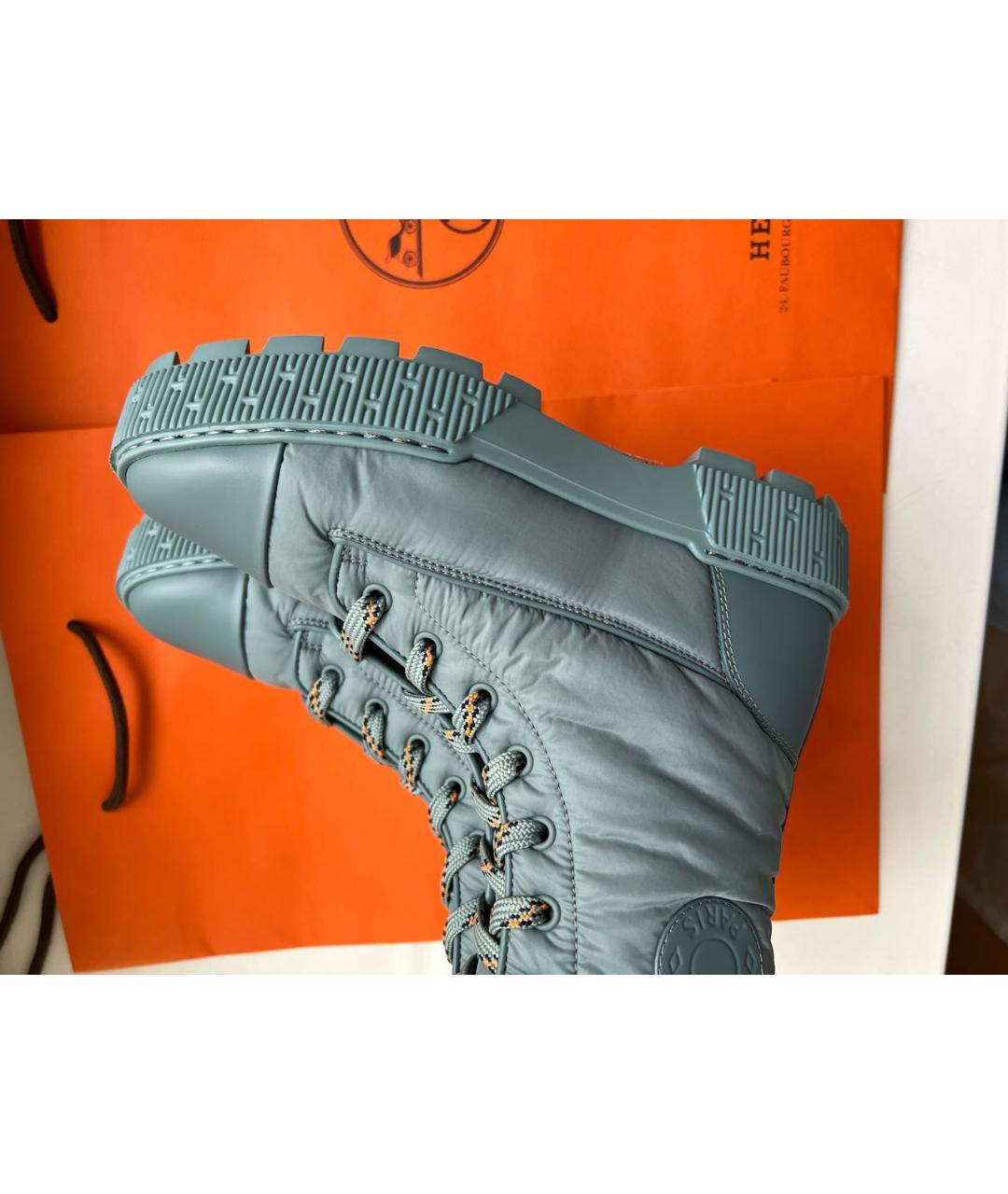 HERMES Голубые текстильные ботинки, фото 4