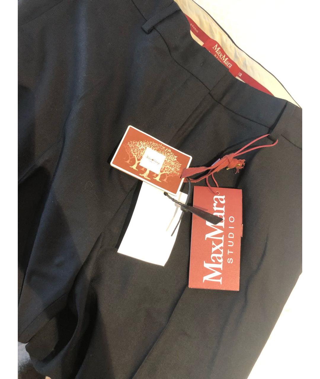 MAX MARA Черные шерстяные прямые брюки, фото 3