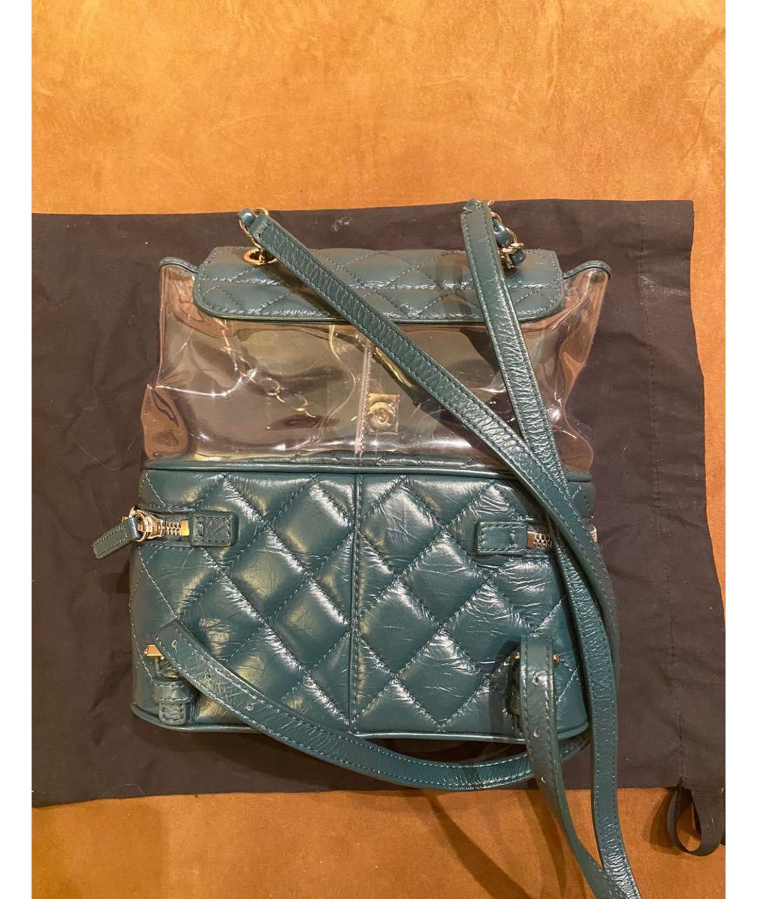 CHANEL PRE-OWNED Зеленый кожаный рюкзак, фото 2