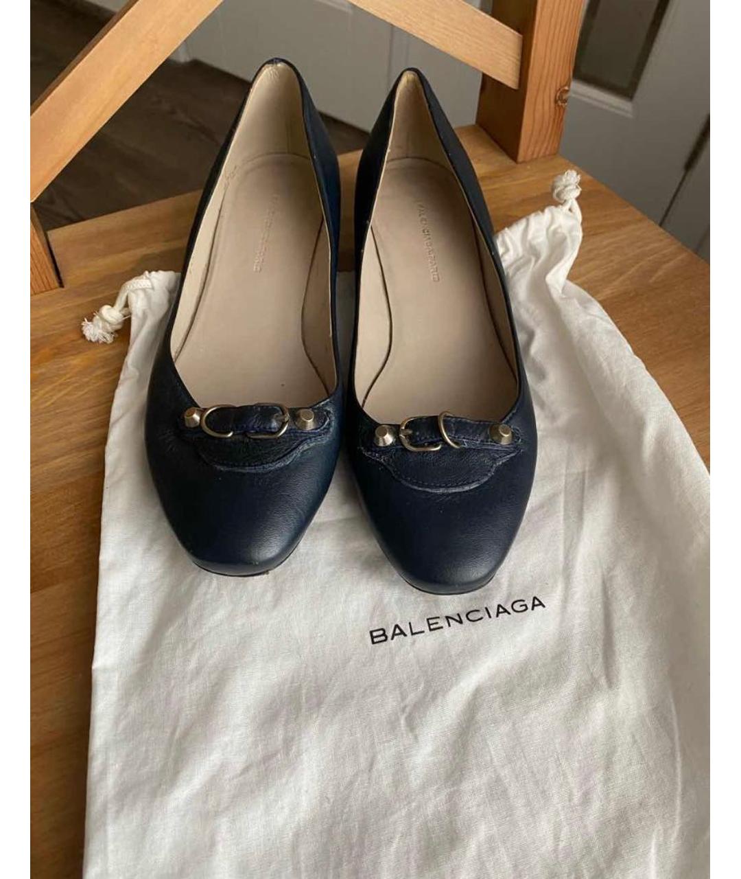 BALENCIAGA Темно-синие кожаные туфли, фото 2