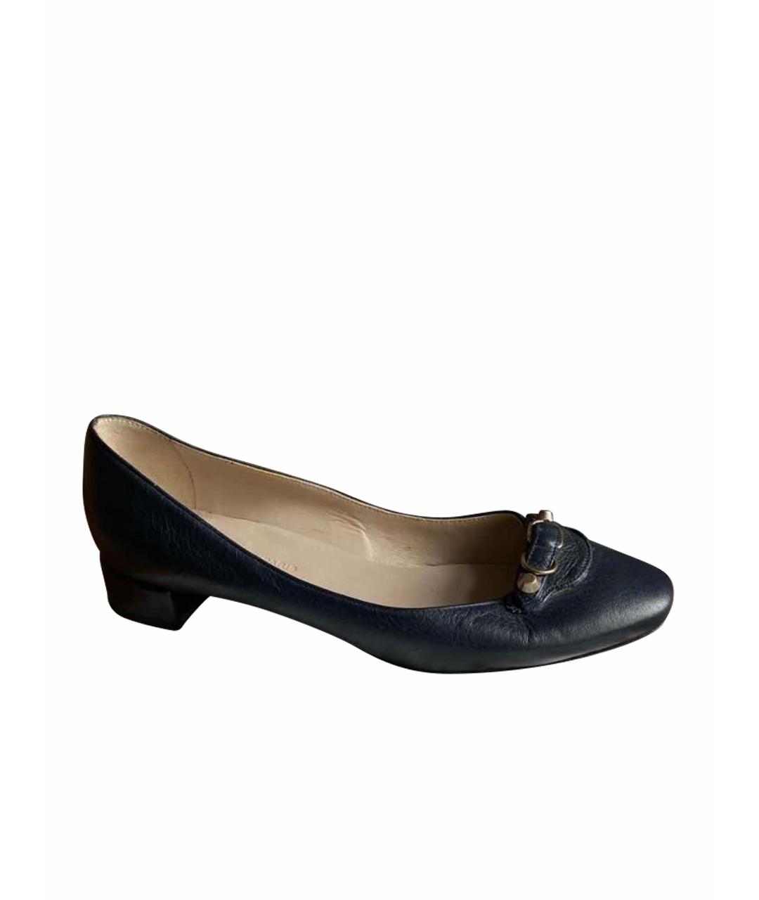 BALENCIAGA Темно-синие кожаные туфли, фото 1