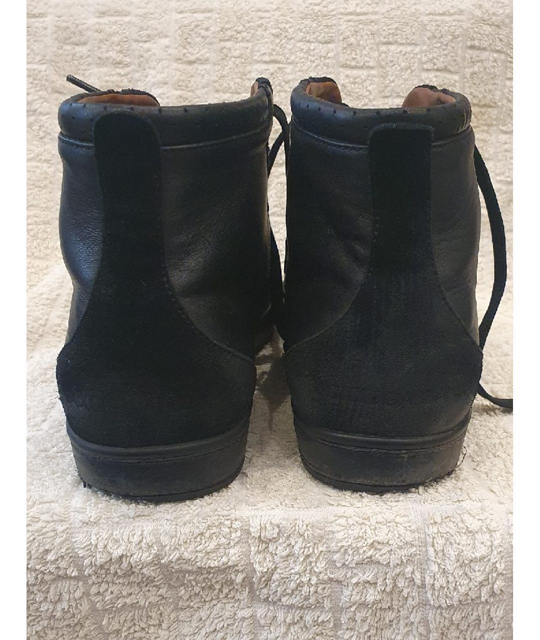DOLCE & GABBANA VINTAGE Черные кожаные высокие кроссовки / кеды, фото 4