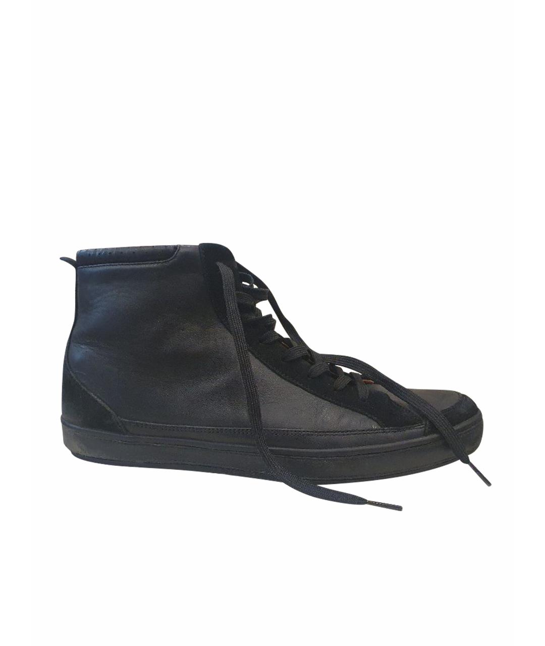 DOLCE & GABBANA VINTAGE Черные кожаные высокие кроссовки / кеды, фото 9
