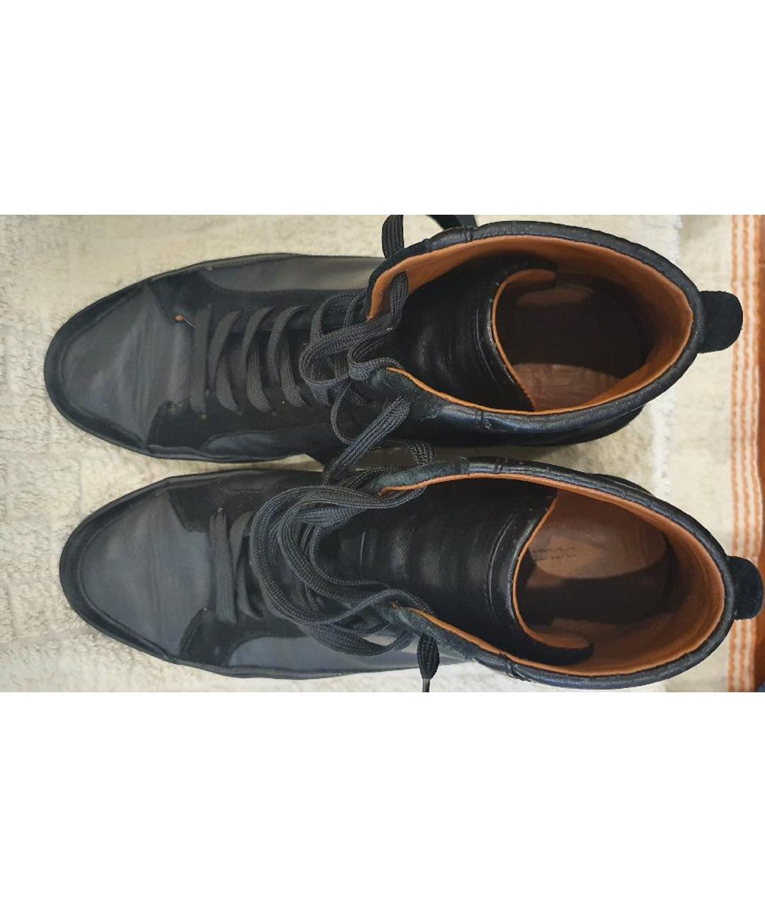 DOLCE & GABBANA VINTAGE Черные кожаные высокие кроссовки / кеды, фото 3