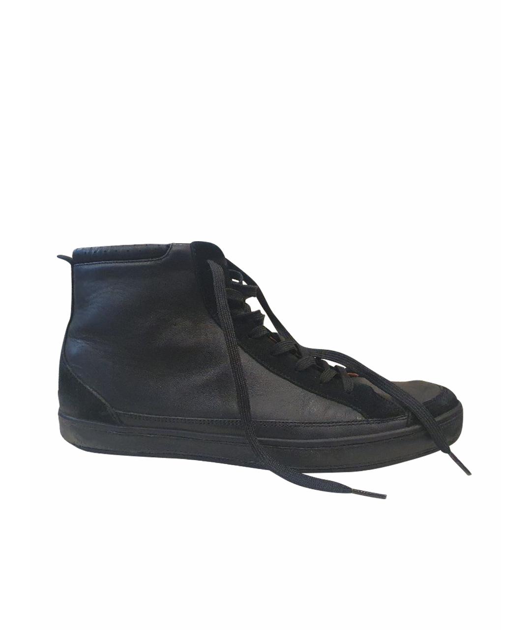 DOLCE & GABBANA VINTAGE Черные кожаные высокие кроссовки / кеды, фото 1