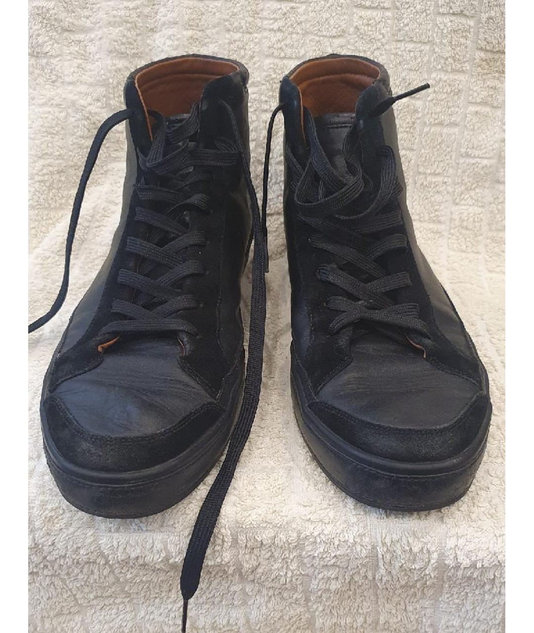 DOLCE & GABBANA VINTAGE Черные кожаные высокие кроссовки / кеды, фото 2