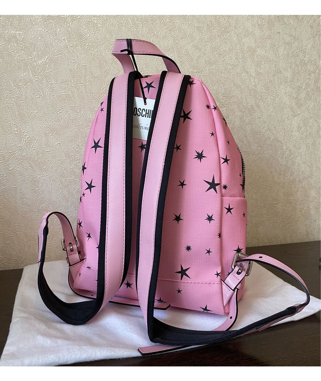 MOSCHINO Розовый кожаный рюкзак, фото 3