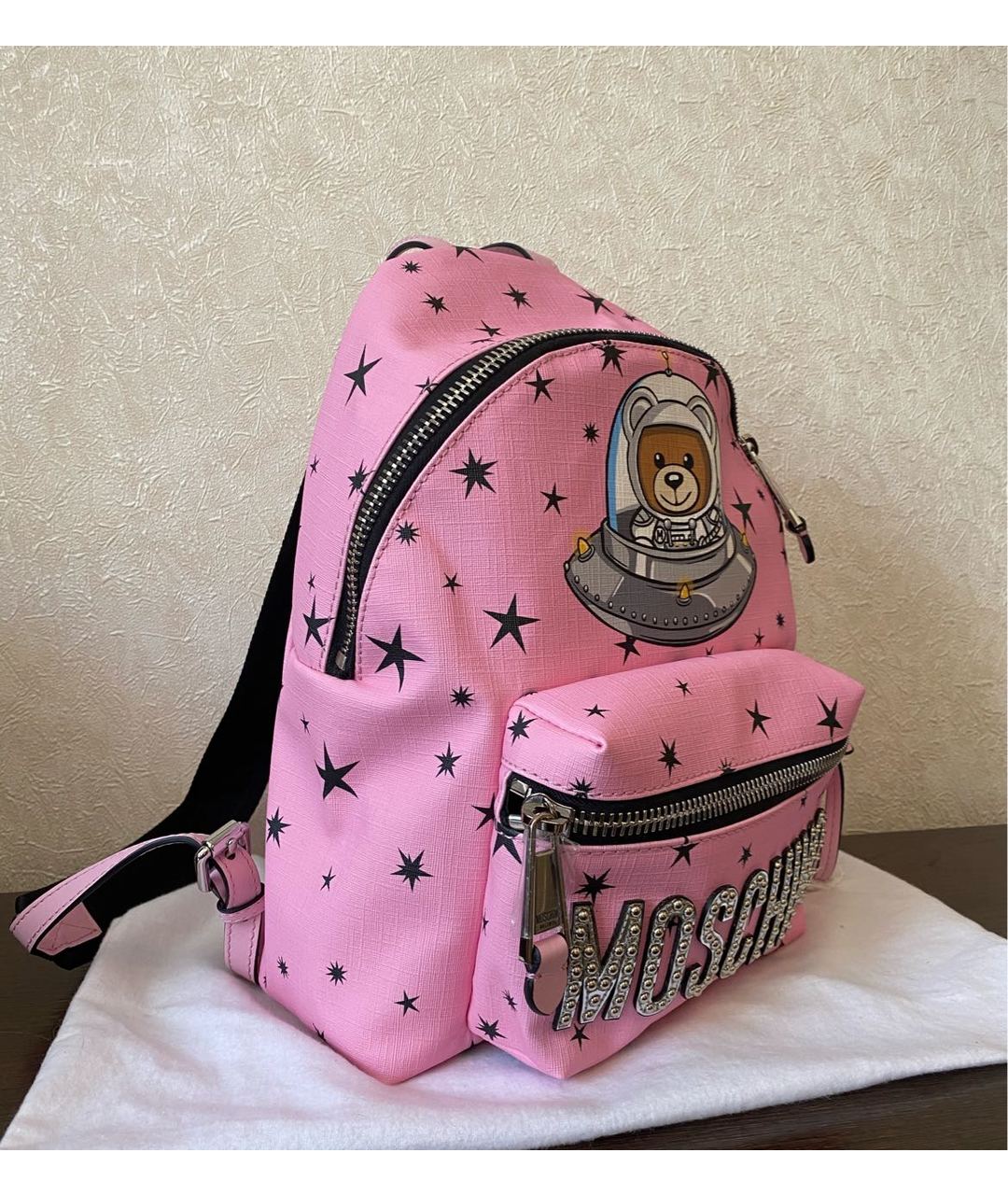 MOSCHINO Розовый кожаный рюкзак, фото 2