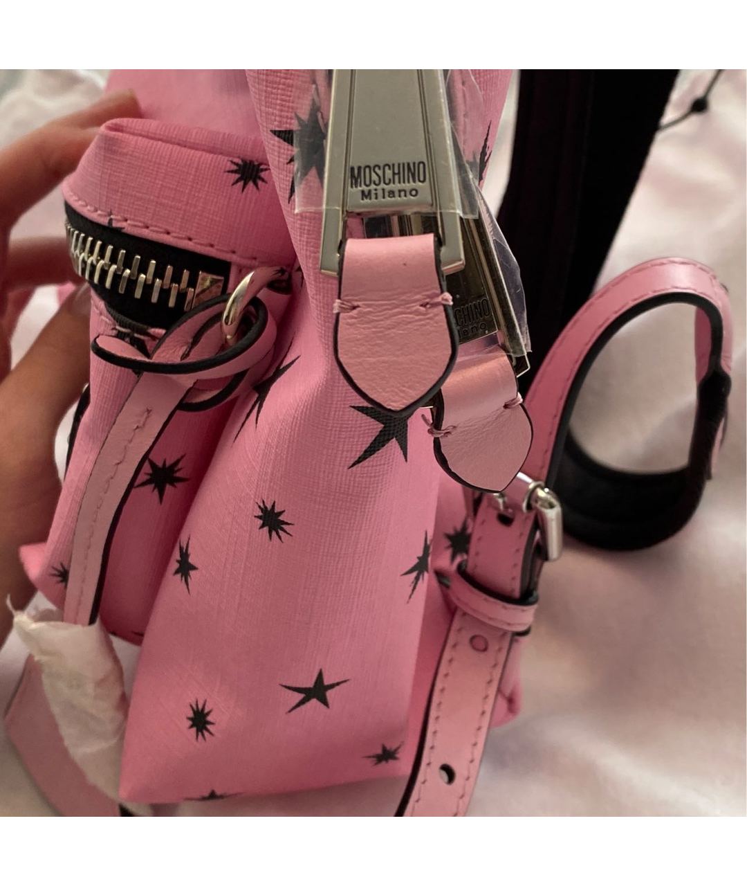 MOSCHINO Розовый кожаный рюкзак, фото 7