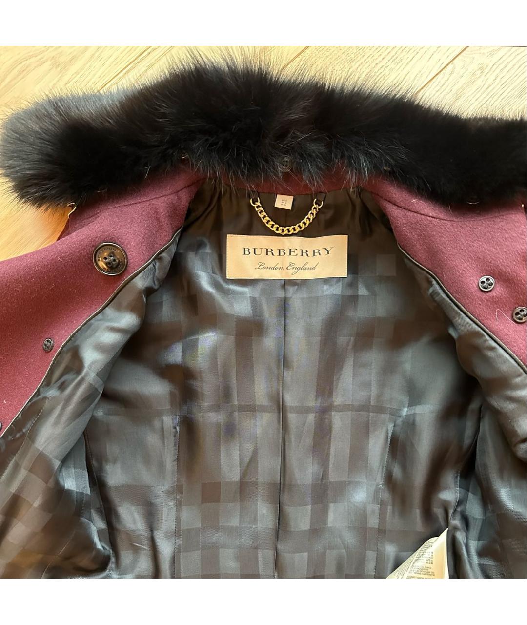 BURBERRY Бордовое шерстяное пальто, фото 3