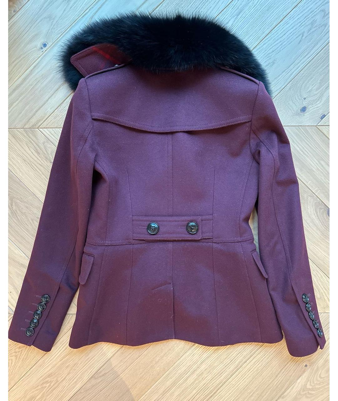 BURBERRY Бордовое шерстяное пальто, фото 2