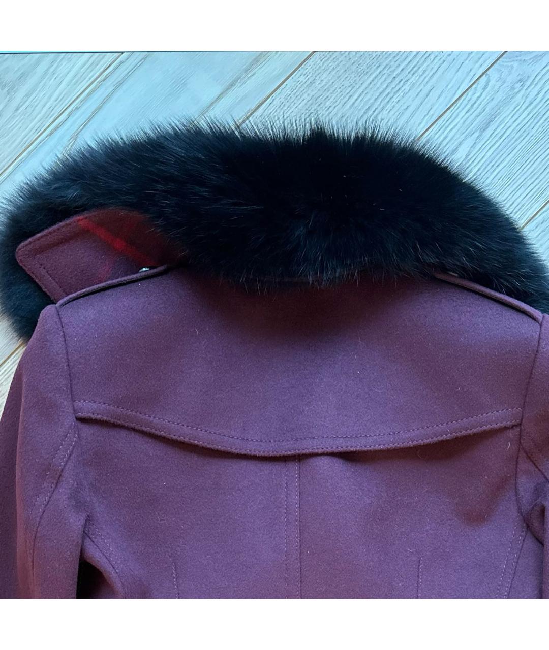 BURBERRY Бордовое шерстяное пальто, фото 4